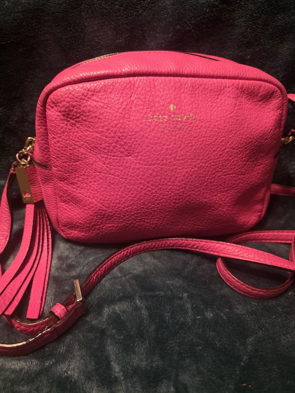 kate spade Hot Pink Pebbled Leather Crossbody with Tassel